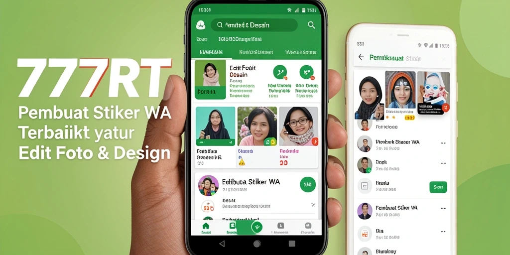 Screenshot 777RT menampilkan antarmuka Pembuat Stiker WA yang mudah digunakan.