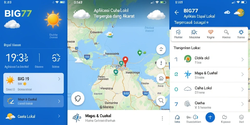 Tampilan antarmuka aplikasi cuaca lokal BIG77 yang informatif.