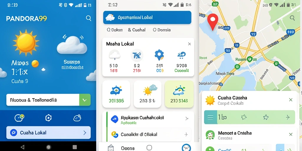Antarmuka PANDORA99 yang modern dan informatif untuk cuaca lokal.