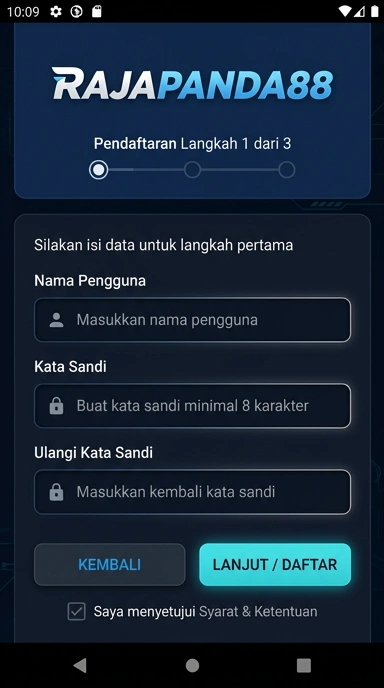 Tampilan halaman daftar rajapanda88