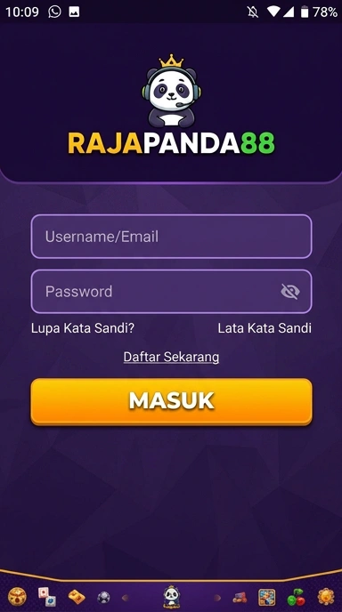 Tampilan halaman login rajapanda88